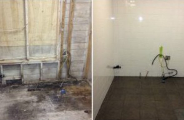 Before and after of bathroom mold removal
