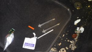Crime scene cleanup - used needles found during vehicle decontamination