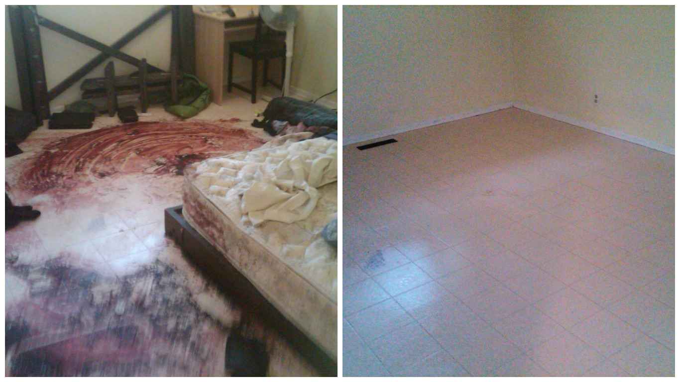 before and after. trauma. crime scene, blood, hazardous blood, hazard. hazmat, mayken, calgary,